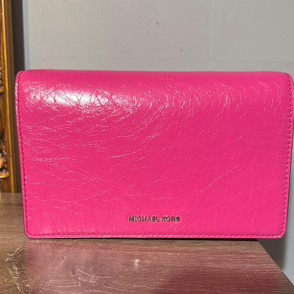 Michael Kors Pink Clutch with Textured Leather